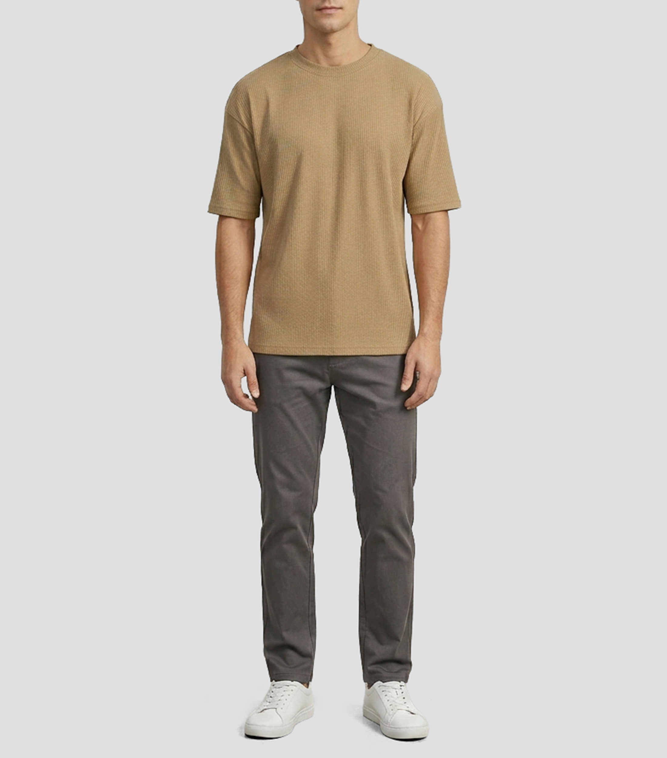 Playera cuello redondo manga corta sólida Hombre
